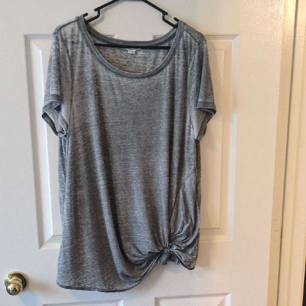 Caslon Gray Relaxed Tie Front Short Sleeve Tee